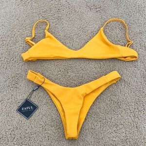 Yellow Ribbed Zaful Bikini